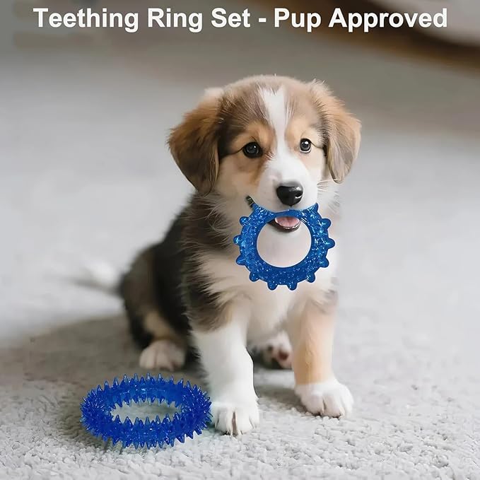 Puppy Chew Toys for Teething and Fun, 20 Pack Dog Toys for Small Puppies Bulk with Various Rubber Rings, Ropes and Balls for Interactive Play, Teeth Cleaning & Relief