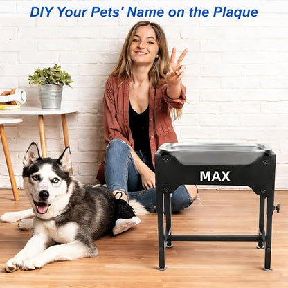 YUEPET 1.25 Gallon Elevated Dog Water Bowl for Medium Large Dogs Stainless Steel Dog Bowl with 4 Heights Adjustable Metal Anti-Slip Stand Pet Bowl for Joint Pressure Relief Indoor Outdoor Use
