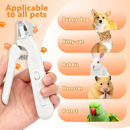 2-in-1 Pet Nail Clipper & Grinder with Dual LED Lights, USB Rechargeable, Electric Multi-Function Grinding, Quiet Operation with Splash Guard, Suitable for Small/Medium/Larg