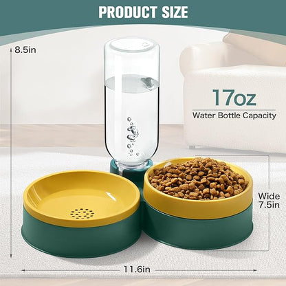 Cat Food Bowl, Cat Bowls Whisker Friendly with Water Dispenser for Cats and Small Dogs