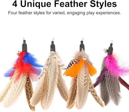 Cat Feather Wand Refills, Assorted Handmade Bird Feather Replacements, Interactive Cat Toy Refills for Indoor Cats & Kittens(8 pcs, Colorful)