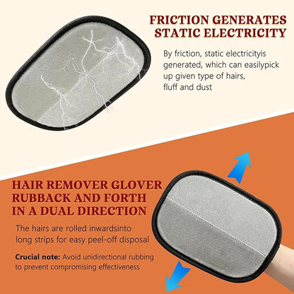 Pet Hair Removal Glove, Newly Upgraded Electrostatic Gloves Pet Hair for Dogs & Cats, Washable and Reusable Hair Remover Tool for Carpet, Curtain, Clothing, Couch, Car Seat - 1 Pcs