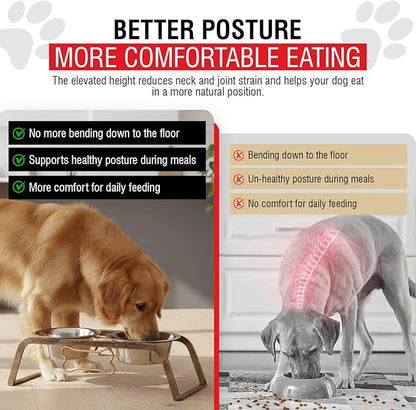 Loving Pets Elevated Dog Bowls – Raised Stainless Steel Dog Bowls with Steel Stand – Non-Skid, No Spill Feeder for Small, Medium & Large Dogs – Easy to Clean, Durable Raised Dog Feeding Station