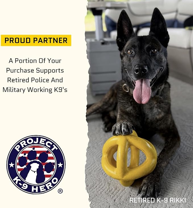 Virtually Indestructible Dog Ball - Lifetime Replacement - Tough Durable Chew Toy for Aggressive Chewers - Safe Non-Toxic Natural Rubber - Chew & Fetch - Med/Large Breed, 3"- Butter Scent