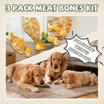 Indestructible Dog Toys for Aggressive Chewers 3 Pack, Tough Dog Chew Toys for Aggressive Chewers Medium and Large Breeds, Durable Dog Toy to Keep Them Busy, Chicken Flavored