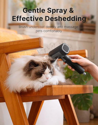 Pet Steam Brush for Dog & Cat with 3 Waterless Shampoo, Bath Shower Comb for Shedding & Grooming & Massaging Water Spray Brush for Long & Short Haired Pets Spritz Defur Comb