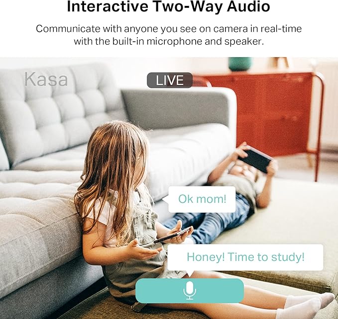Kasa 2K+ Indoor Pan/Tilt Wired Security Camera - Works as a Baby Monitor & Pet Camera, Motion Detection & Tracking, 2-Way Audio, Night Vision, Subscription-Free Local Storage or Optional Cloud, KC410S