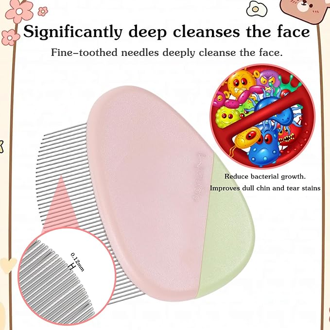 Stainless Steel Dog Eye Comb, Pet Facial Grooming Comb, Dog Flea Comb, Round-Tip Arc Teeth, Stress-free Tear Stain Remover for Dogs & Cats Fit Yorkie, Shih Tzu, Maltese Maltipoo Pomeranian