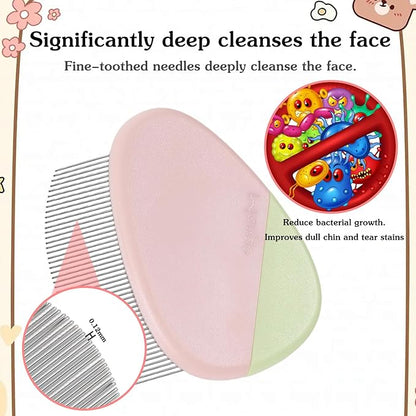 Stainless Steel Dog Eye Comb, Pet Facial Grooming Comb, Dog Flea Comb, Round-Tip Arc Teeth, Stress-free Tear Stain Remover for Dogs & Cats Fit Yorkie, Shih Tzu, Maltese Maltipoo Pomeranian
