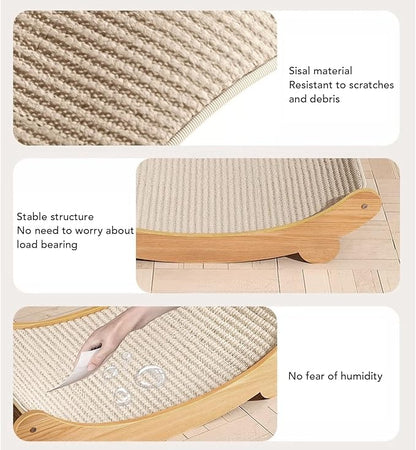 Cat Hammock Chair, Scratch Wooden Cat Lounger with Sisal Scratcher, Cat Rest Bed for Home Furniture Protector, Comfortable Cat Scratching Board Lounge (M)