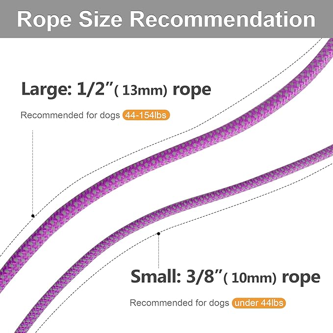 Fida Durable Slip Lead Dog Leash, 6 FT x 3/8" Heavy Duty Comfortable Strong Rope Slip Lead for Small Dogs and Puppies, No Pull Pet Training Leash with Highly Reflective(3/8", Purple)