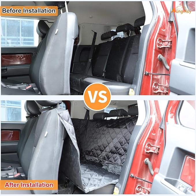 Aunginsy Dog Car Seat Cover for Pets Compatible with Toyota FJ Cruiser 2007-2021 Accessories, Backseat Pet Cover Protector, Second-Row Seat Waterproof Scratch Proof Nonslip Dog Hammock with Side Flap
