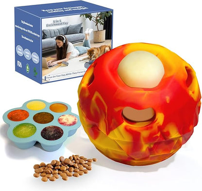 Dog Frozen Treat Toy, Slow Food Training to Relieve Boredom and Stimulating, Interactive Treat Dispensing Dog Toy, Interactive Chew Toys, Super Easy to Open Clean, for Small Dogs (red, Small)