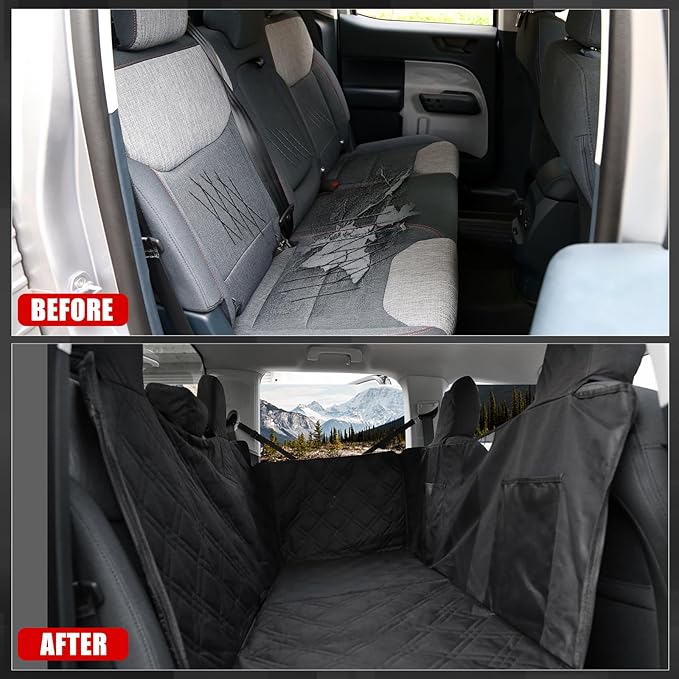 Mabett Dog Seat Covers for Ford Maverick 2025 2024 2023 2022 Accessories, Back Seat Hammock Extender for Pets Include Door Sides and Headrests Protection-Hard Bottom Support 600D Oxford Cloth