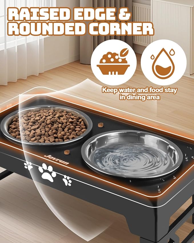 Elevated Dog Bowls for Small Dogs and Cats, Non-Slip Cat Bowls with 2 Thick 5.5" Stainless Steel Dishes, Dog Feeder 2 Heights Adjustable to 2.6"-5.3"
