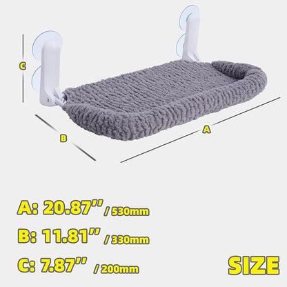 Cat Window Perch with Cushion Rim, Easy Install Bracket, Portable Wall Hammock for Indoor Cat, Grey