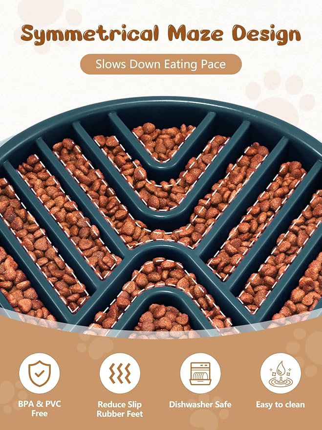 KASBAH Slow Feeder Dog Bowls Large Breed, 5 Cups Capacity for Wet & Dry Food, Puzzle Maze Bowl for Fast Eaters, Non-Slip Base, BPA Free, Helps Prevent Bloat and Aid Digestion