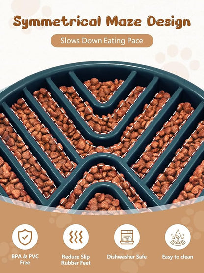 KASBAH Slow Feeder Dog Bowls Large Breed, 5 Cups Capacity for Wet & Dry Food, Puzzle Maze Bowl for Fast Eaters, Non-Slip Base, BPA Free, Helps Prevent Bloat and Aid Digestion