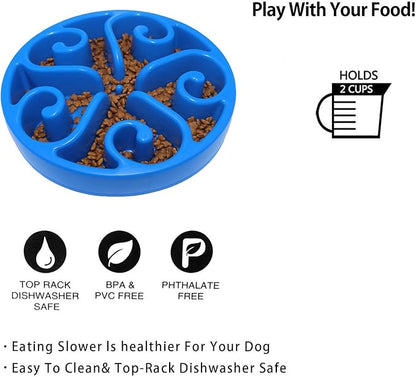 Slow Feeder Dog Bowl,Interactive Pet Food Dish,Anti Choking Slow Eating,Bloat Stop Puppy Swirl Puzzle for Healthy Diet Eating Habit (1 Pack, Blue)