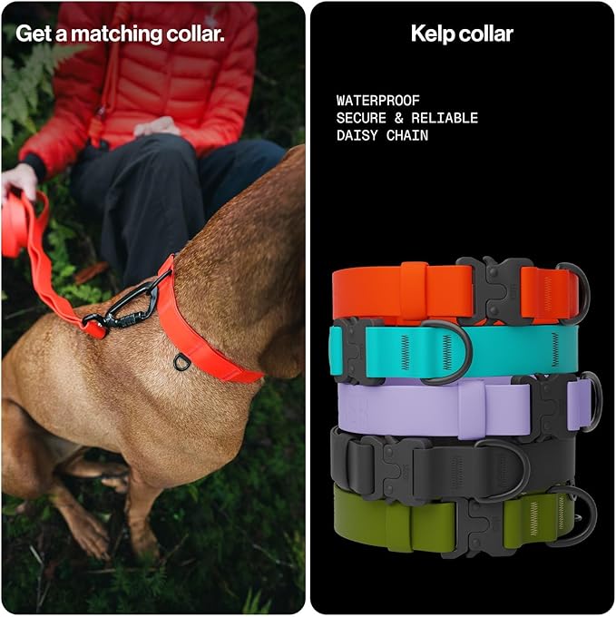 Säker Kelp™ Waterproof Dog Leash – Heavy Duty, Odor-Proof, Adjustable 4–6 ft Long Dog Leash with Twist-Lock Carabiner, 3 Traffic Handles, Hands-Free Option, Aluminum Hardware