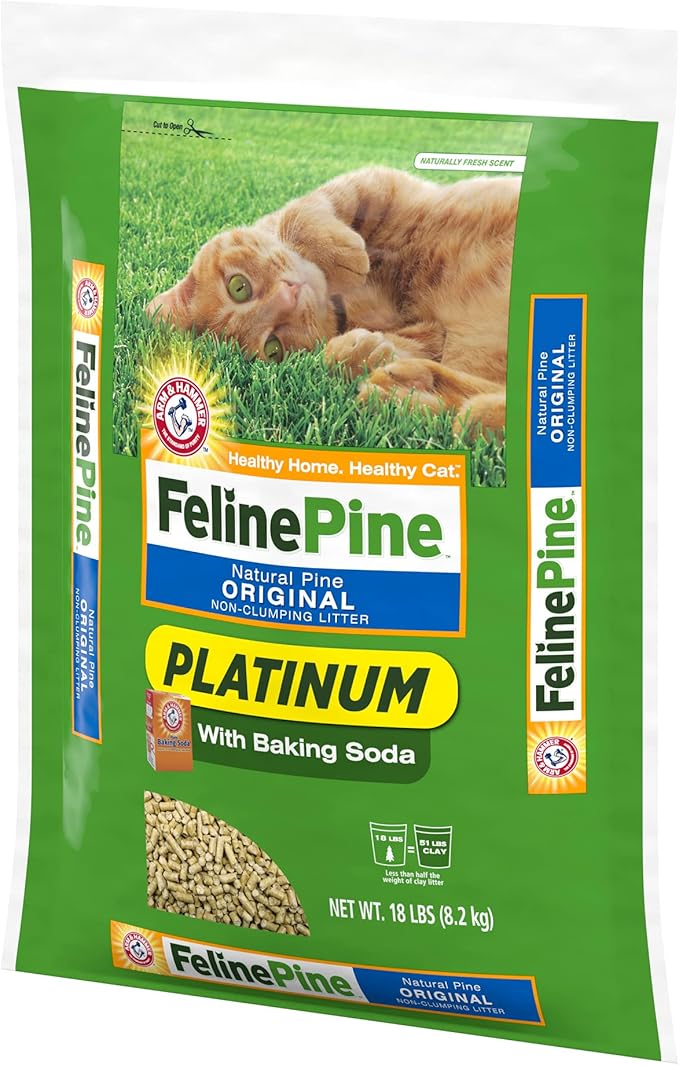 Feline Pine Platinum Non-Clumping Cat Litter, Feline Pine Cat Litter, 18lb (Pack of 2)