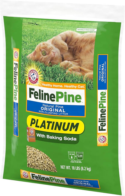 Feline Pine Platinum Non-Clumping Cat Litter, Feline Pine Cat Litter, 18lb (Pack of 2)