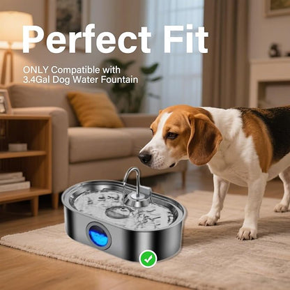 16 Pack Replacement Filters Compatible with 3.4Gal Dog Water Fountain, 6 Month Set for Large Dogs Water Bowl Dispenser, Includes 16 Filters & 16 Sponges