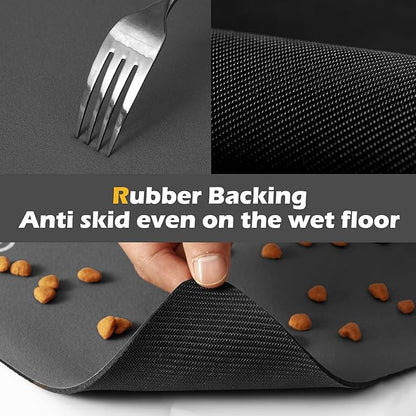 Pet Feeding Mat-Absorbent Dog Mat for Food and Water Bowl-Accessories Pet Supplies-Bowl for Messy Drinkers-No Stains Quick Dry Dog Water Dispenser Mat (17"x28", Dark Grey)