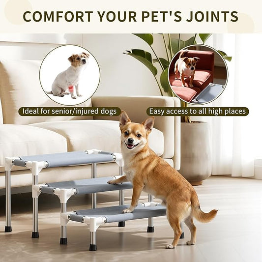 13 Inch Dog Stairs - 3 Tiers Non-Slip Dog Steps for Small Dogs, Cats & Senior Pets, Joint-Friendly Pet Steps for Bed Sofa Car, Stable Anti-Skid Bottom Pet Ladder