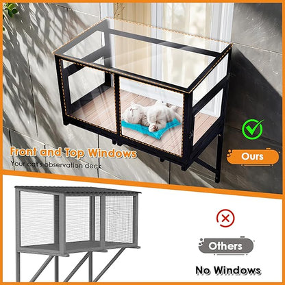 Cat Window Box Window Perch Catio Outdoor Cat Enclosure Bug Proof Wire Grid for Sunbathing Napping Overlooking for Indoor Outdoor Cats1