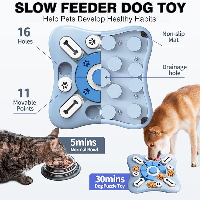Dog Puzzle Toys - Treat Dispensing Dog Enrichment Toys for IQ Training & Brain Stimulation - Interactive Mentally Stimulating Toy - Gifts for Puppies, Cats, Dogs