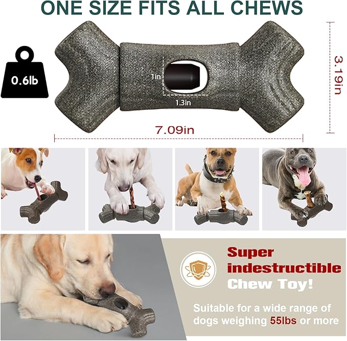 Bully Stick Holder for Large Dogs 55+ lbs – Heavy Duty Chew Toy & Anti-Choking Treat Holder, BPA-Free Adjustable Clamp for Aggressive Chewers, Dishwasher Safe, Promotes Dental Health