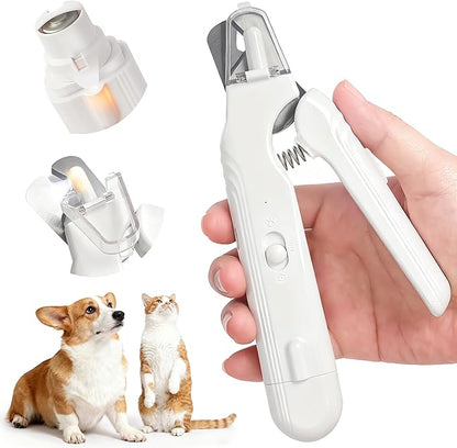 2 in 1 Dog Nail Clippers & Dog Nail Grinder for Large Medium Small Dogs Cats Claw Trimmer with 2 LED Lights & Splash Guard, Ultra-Quiet, USB Rechargeable Pet Claw Care Grooming