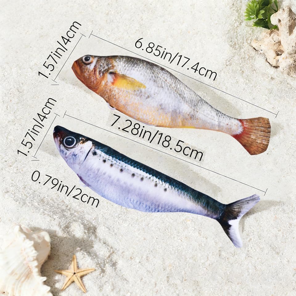 Realistic Floppy Fish Cat Toy with Catnip Toys for Cats Interactive Cat Toys for All Breeds Tap-Activated 3 Flapping Mode Sardine/Yellow Croaker,7.1 Inches,with Catnip,Rechargeable - Image 3