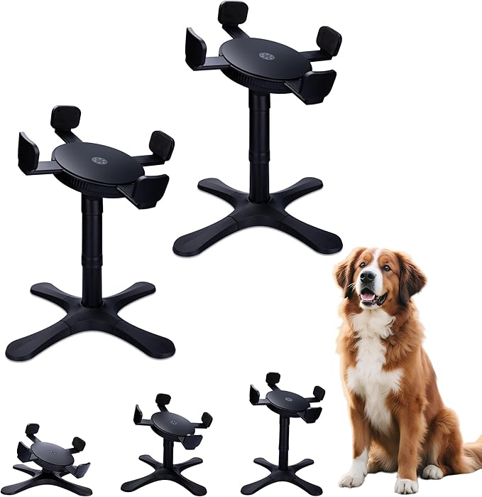 Elevated Adjustable Dog Bowl Feeding Stand, 3 Heights and Tiled Ajudst, Compatible with Moost Feeding Bowls, Great for Medium Large Dogs(2 Pack-C)