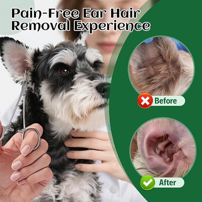Dog Ear Hair Removal Tool – 30g Ear Powder, 5.5" Hemostat & Electric Dog Ear Trimmer – Helps Reduce Wax & Odor – Grooming Kit for Schnauzers, Poodles & Breeds with Ear Hair