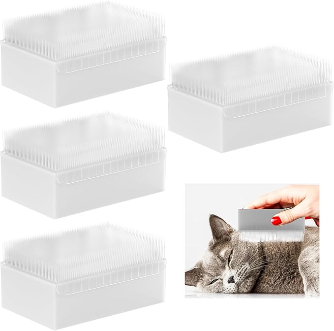 4PC Soft Cat Brush – Gentle Cat Tongue Brush for Grooming, Dense Barbed Design, Ideal for Sensitive Cats, Lightweight & Eco-Friendly