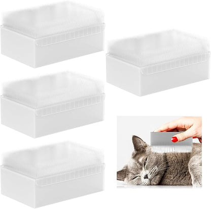 4PC Soft Cat Brush – Gentle Cat Tongue Brush for Grooming, Dense Barbed Design, Ideal for Sensitive Cats, Lightweight & Eco-Friendly