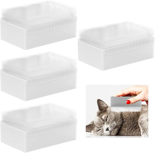 4PC Soft Cat Brush – Gentle Cat Tongue Brush for Grooming, Dense Barbed Design, Ideal for Sensitive Cats, Lightweight & Eco-Friendly