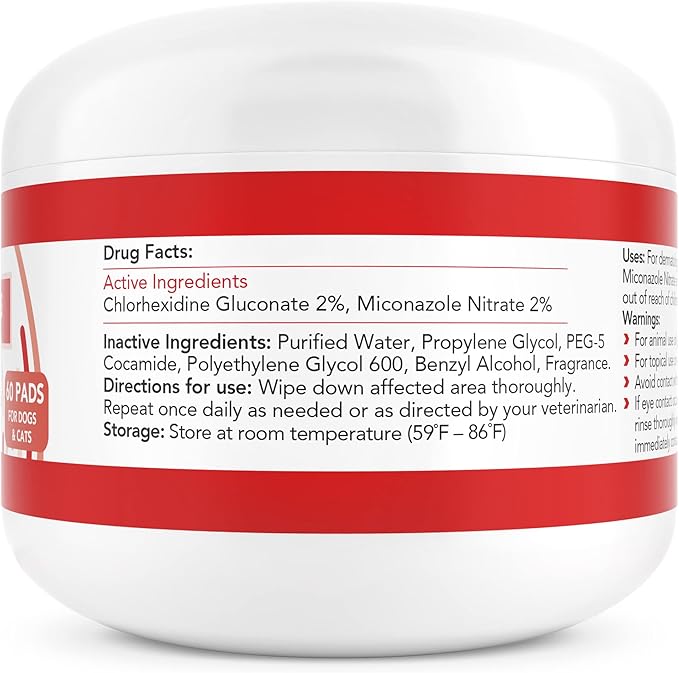 Nootie Medicated Dog Wipes, Chlorhexidine & Miconazole Pet Wipe for Dogs & Cats - 2” Small Wipes, 60 Count - Sold in Over 10,000 Vets & Pet Stores