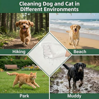 Pet Glove Wipes for Dogs and Cats, Extra Thick Dog Wipes Cleaning Deodorizing, Rinse Free Cleaning Gloves Dog Washing Gloves, Cat Gloves for Grooming for Pet Dry Cleaning, Daily Care and Travel 6 Pcs