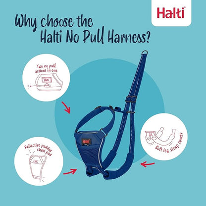 Halti No Pull Harness - Stop Your Dog Pulling on The Leash. Adjustable, Lightweight and Easy to Use. Reflective Dog Training Harness for Toy and Small Dogs (Size XS, Cobalt Blue)
