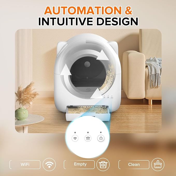 Self Cleaning Litter Box, Automatic Cat Litter Box with APP Control Safety Sensor Low Noise,Litiere Pour Chat Autonettoyant,76L Large Capacity for Multiple Cats,Roll Poop Bags with Deodorizer