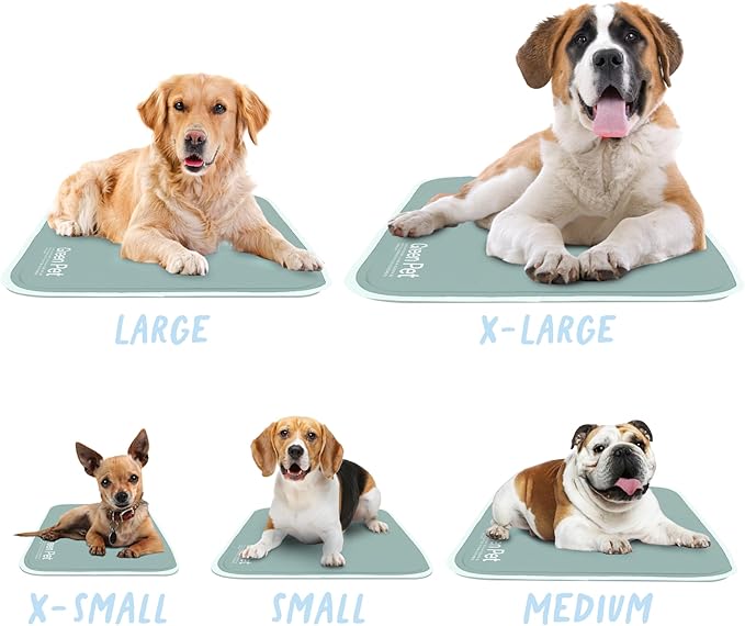 The Green Pet Shop Cool Pet Pad - Large, Sage Grey - Self-Cooling, Pressure Activated Mat for Dogs & Cats from 46-80 lbs - Non-Toxic Gel, No Water Needed