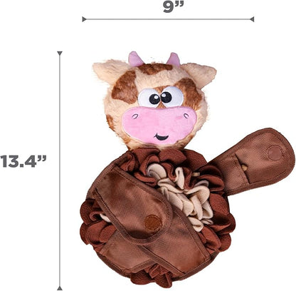 Outward Hound by Nina Ottosson Snuffle Palz Plush Snuffle Mat Dog Treat Puzzle, Non-Slip, Brown, Cow, Large