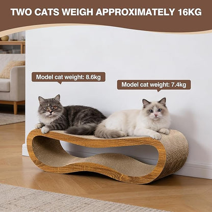 Cat Scratcher, 2-in-1 Cat Scratcher Couch for Indoor Cats, 34.25 Inch Large Corrugated Cardboard Scratching Post, Reversible & 100% Recyclable, Includes Catnip
