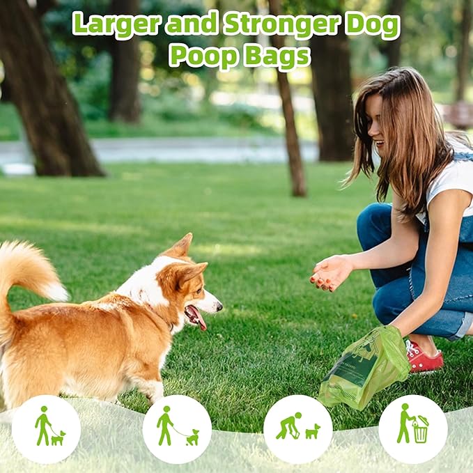 Poop Bags for Dogs, 200 Count Dog Poop Bags with Handles, Extra Thick Strong Leak Proof Doggie Waste Bag for Waste Refuse Cleanup, Outdoor Puppy Walking and Cats Litter