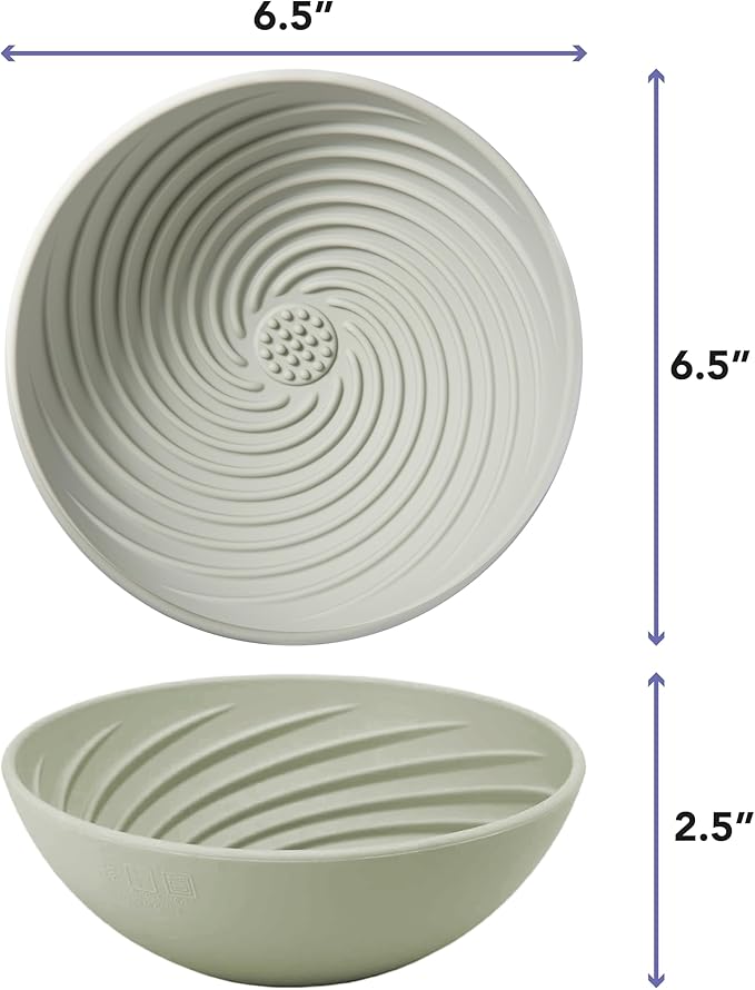 Awoo Wobbowl - Silicone Dog Lick Mat and Slow Feeder Bowl - Dishwasher Safe Pet Dish - Extends Mealtime for Fast Eaters & Reduces Anxiety - for Wet & Dry Food (Sage)