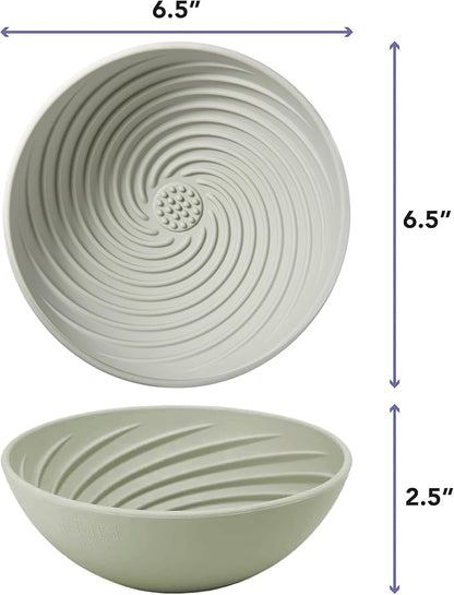 Awoo Wobbowl - Silicone Dog Lick Mat and Slow Feeder Bowl - Dishwasher Safe Pet Dish - Extends Mealtime for Fast Eaters & Reduces Anxiety - for Wet & Dry Food (Sage)