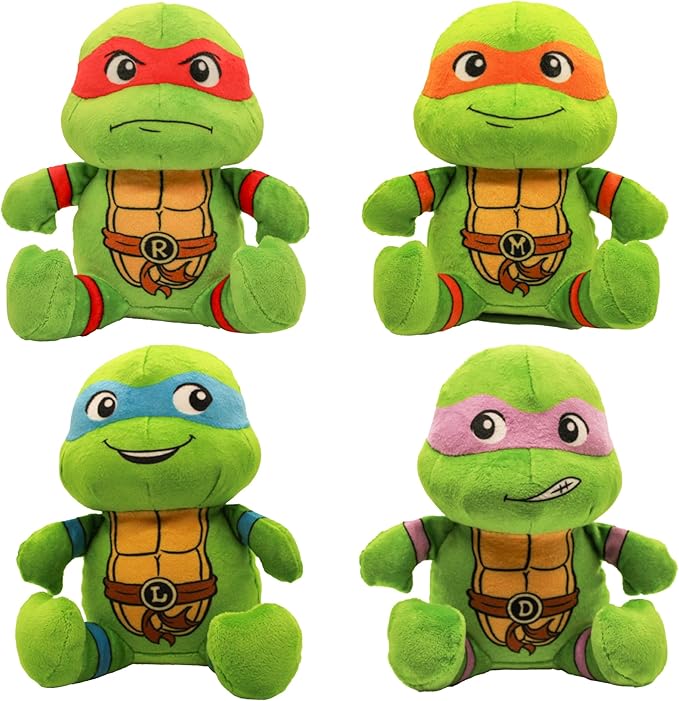 Teenage Mutant Ninja Turtle Official Merchandise | TMNT Toys Squeaky Plush Dog Toy | Stuffed Animal Turtle Squeaks for Interactive Play | 4-Pack Donatello, Michelangelo, Raphael, & Leonardo